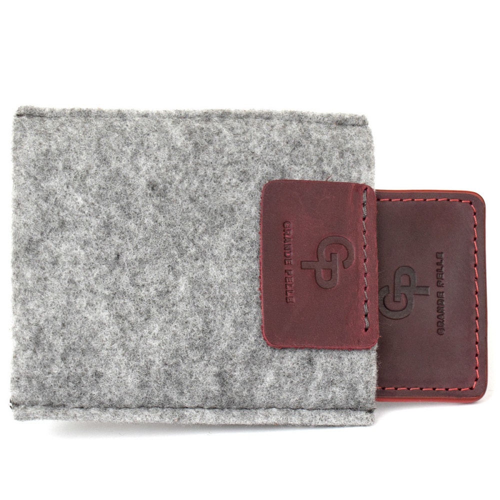 Винтажный кожаный картхолдер Бордовый (GRANDE PELLE) Киев - изображение 1