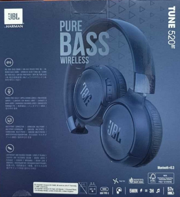 JBL Tune 520BT Blue Киев - изображение 1