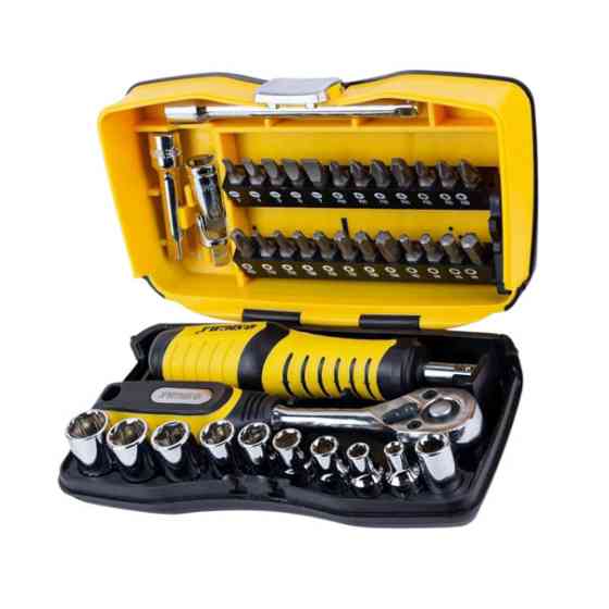 Набір інструменту 1/4" 39 шт, 4-12 мм з тріщ., подовжує., кардан, отв.-вороток, біти Мукачево