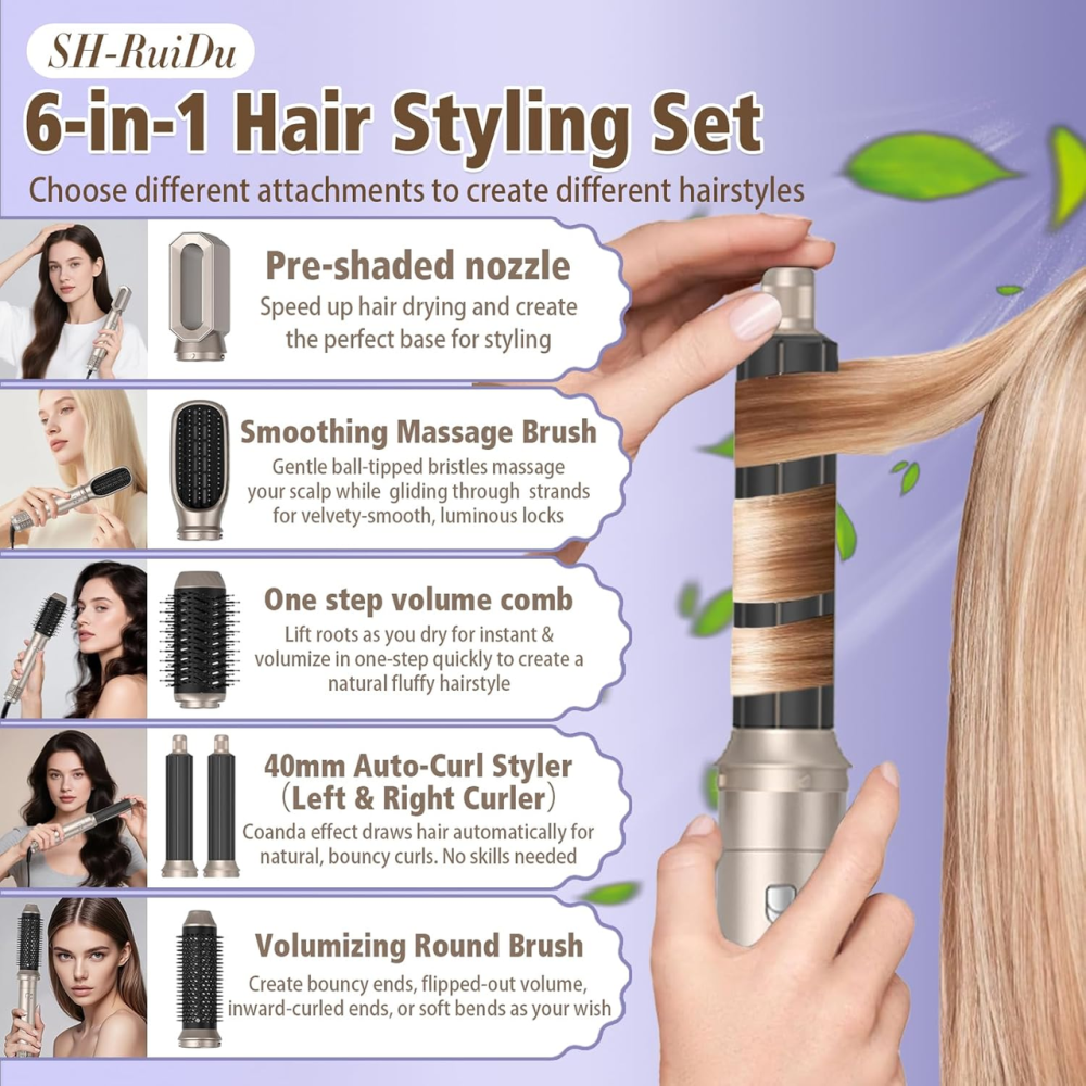 Мультистайлер 6-в-1 Magic Styler Air Brush: фен-щітка з ефектом Coanda, іонізація, 1000 Вт — для об'єму та локонів Київ - фото 3