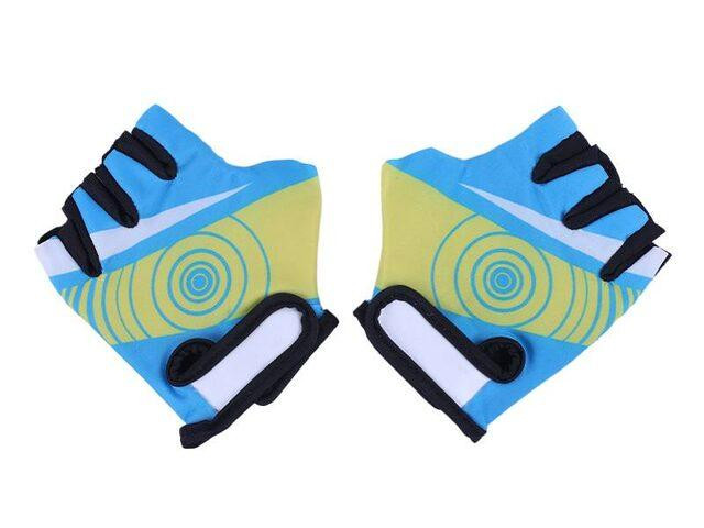 Мотоперчатки (короткие) ZS01 (желтый с голубым, детские, size S) Мукачево - изображение 1