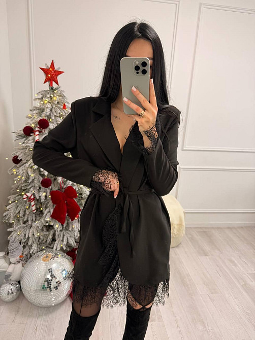Жіноча стильна вечірня сукня-піджак костюмка+мереживо Одеса - фото 6
