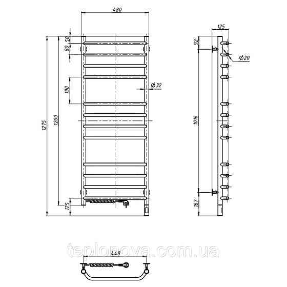Сушарка для рушників Блюз 480х1200 Sensor ліва з таймером Чернівці