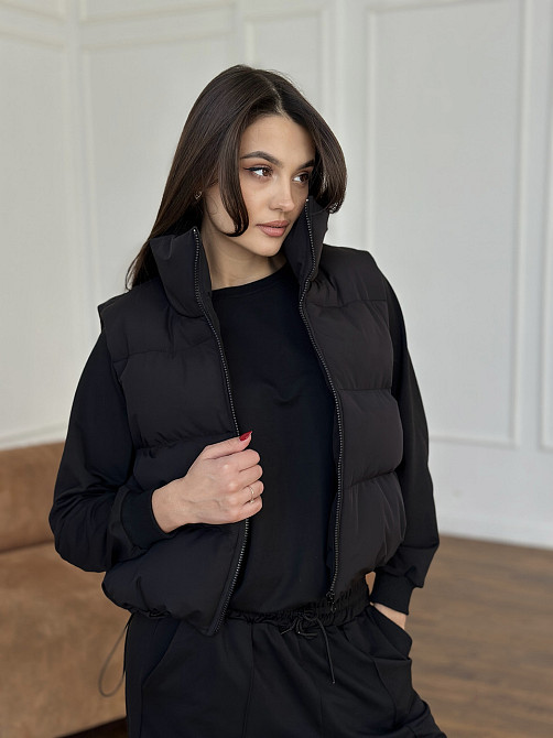 Жилетка черная женская укороченная Черный 42/44 Харьков - изображение 1