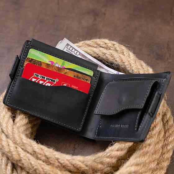 Портмоне горизонтальне Amico на магніті на два відділення матове GRANDE PELLE 11319 Чорне Київ