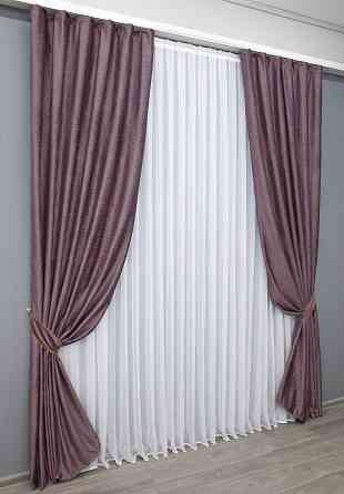 Комплект готовых штор VR-Textil Бархат № 1324ш Сливовый 100х270 см 2 шт (31-590) Киев