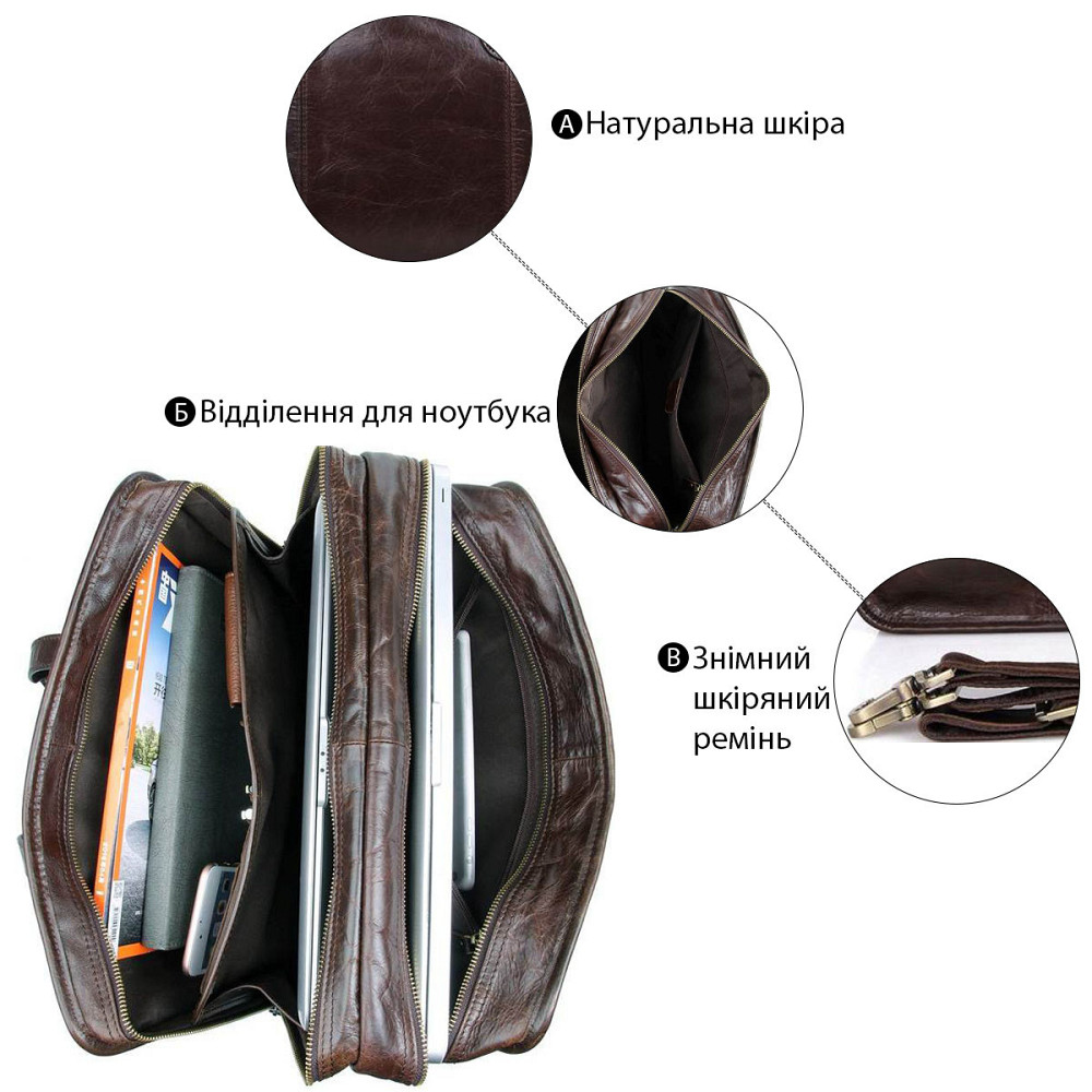 Сумка из натуральной кожи Коричневая (Vintage) Киев - изображение 8