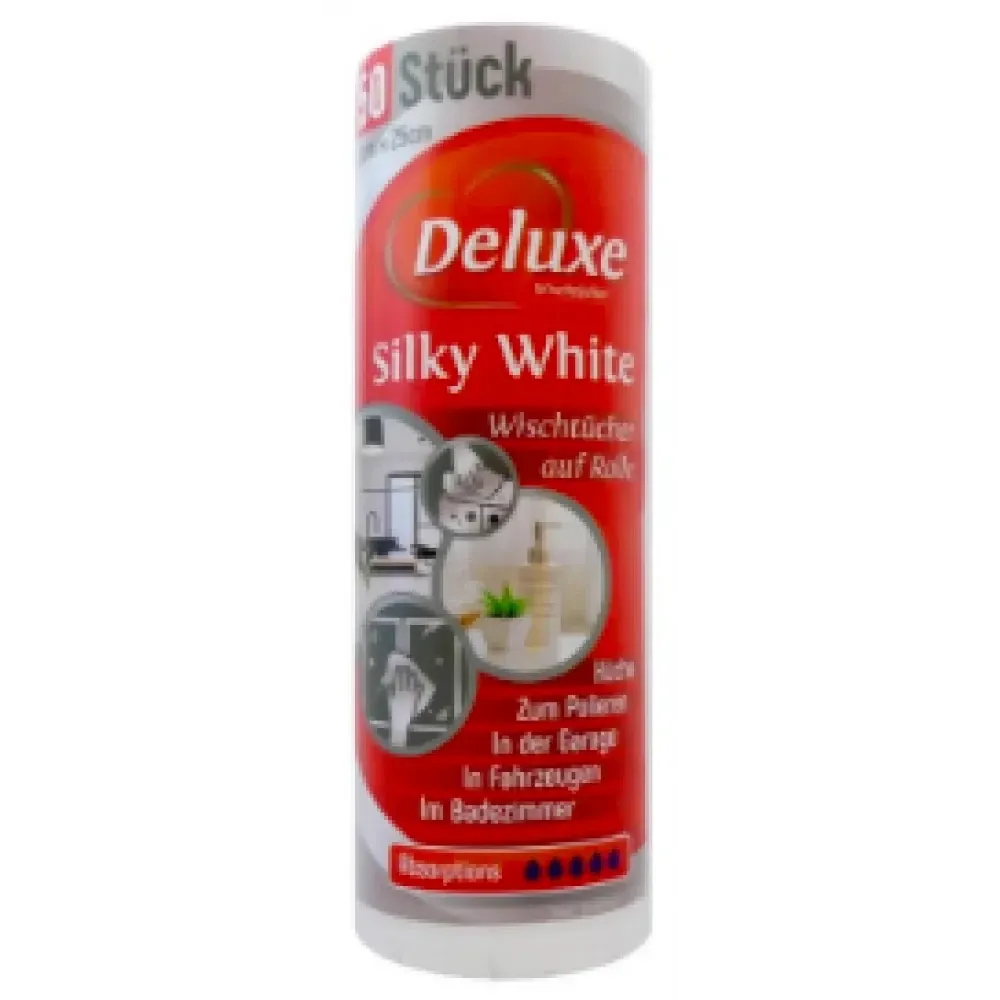 Універсальні багаторазові серветки Deluxe Silky White 50 штук у рулоні Львів - фото 1