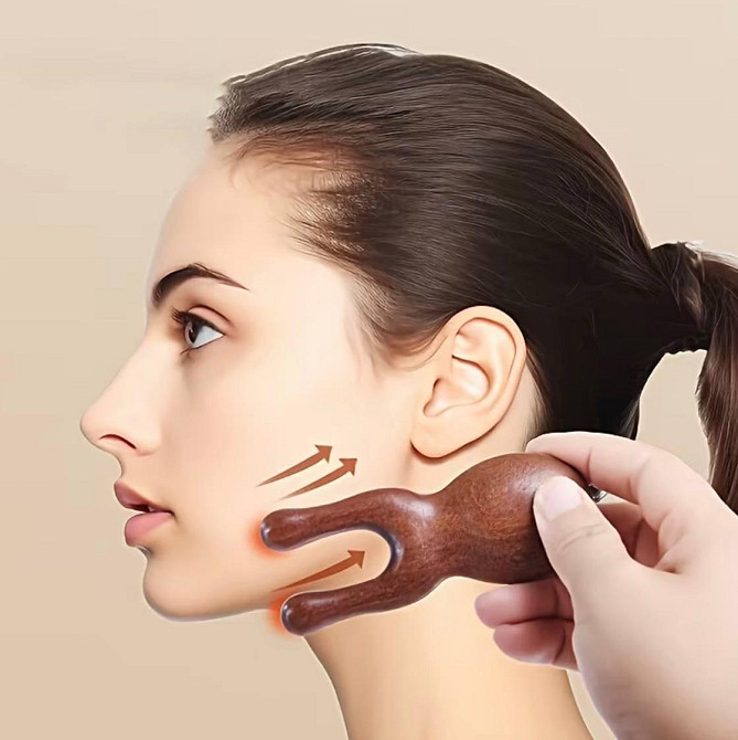 Дерев’яний масажер для обличчя та вух, масажер для носа та точок, ручний масажер з натурального дерева Київ - фото 1