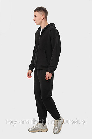 Костюм мужской худи на молнии и брюки черный RAY PREMIUM LOOSE U0809  (U0809M-Black) 3XL Киев - изображение 2
