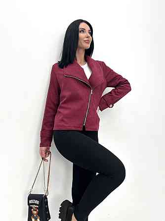 Замшева куртка-жакет "Nessa" оптом I Норма і батал Бордовий, 50-52 Київ