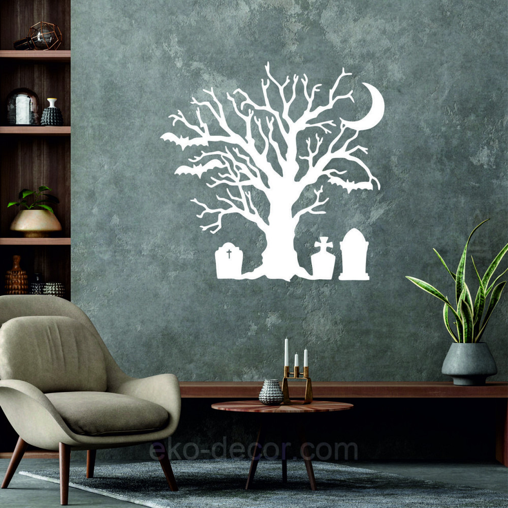 Декоративное настенное 3D Панно «Хэллоуин», Декор на стену с объемом 90*90 см, Белый Киев - изображение 6