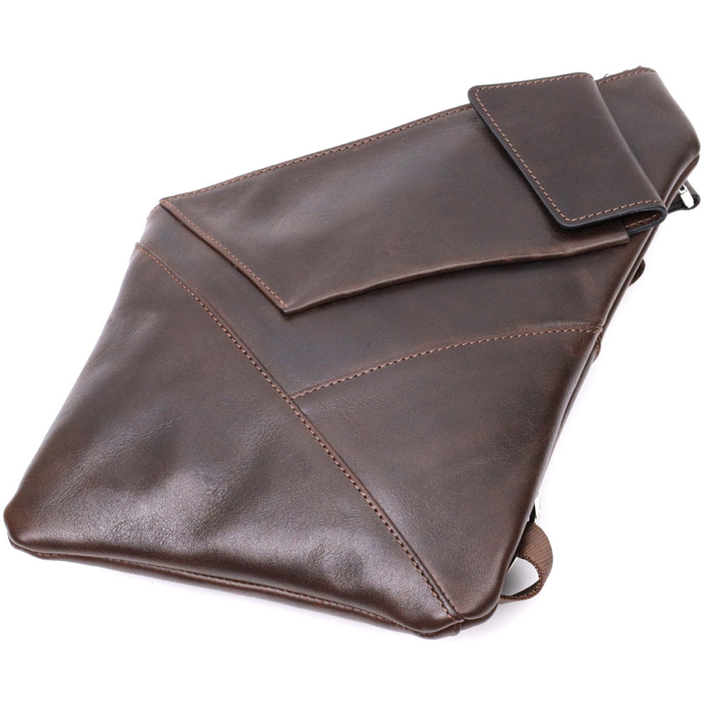 Стильна чоловіча сумка на плечі із натуральної шкіри Коричнева (GRANDE PELLE) Київ - фото 9