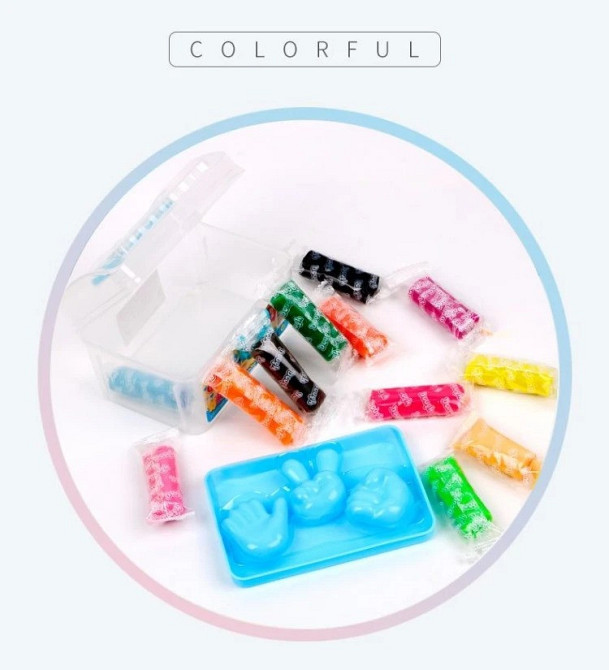 Набір тіста пластелін для ліплення різнокольорова глина для ліплення, дитячий пластилін 12 кольорів у контейнері Кам'янець-Подільський - фото 3