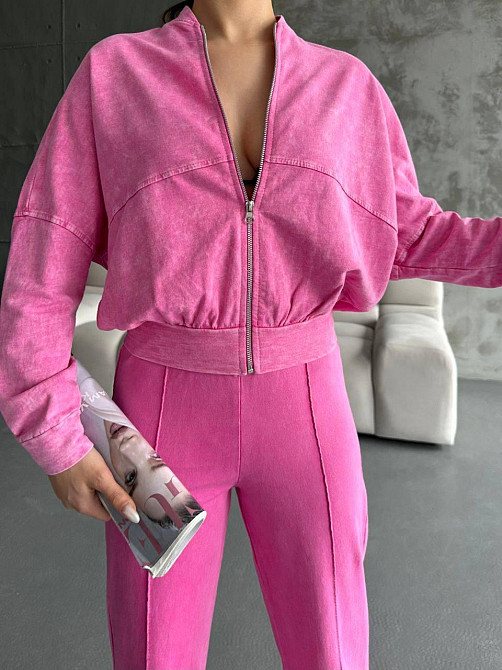 Женский прогулочный костюм двойка облегченная двунить варенка Малиновый, 46 Одесса - изображение 3