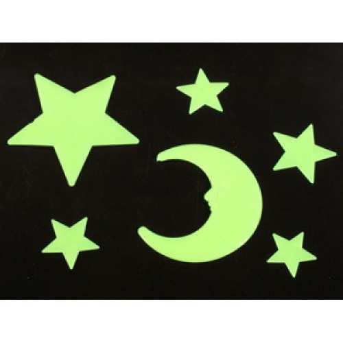 Наклейки декоративні світиться в темряві Місяць та зірки Київ - фото 1