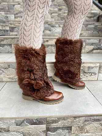 TopS Унти жіночі TopS коричневі натуральна шкіра з хутром висота 26см обхват 32-33см размер 36- Коломыя