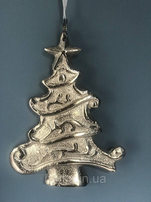 Новорічна іграшка на ялинку "Новорічна ялинка" 14х10 см метал сріблястий Київ - фото 1