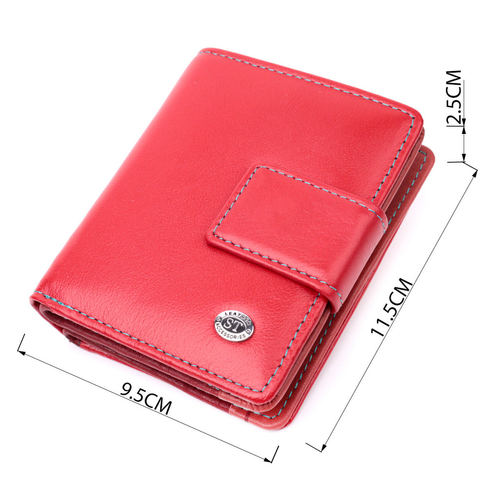 Женский вертикальный компактный кошелек из натуральной кожи ST Leather 19437 Красный Киев - изображение 3