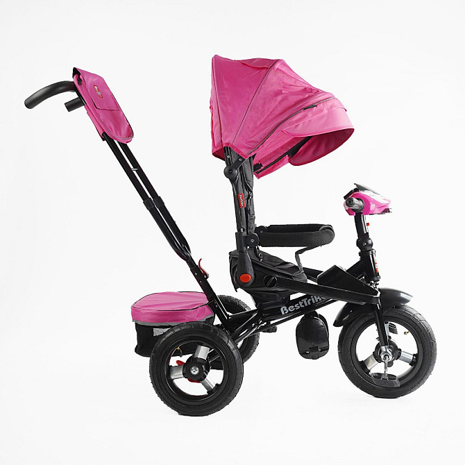 Велосипед триколісний Best Trike з батьківською ручкою музичною панеллю надувні колеса Рожевий (F-701-16) Чернігів - фото 4