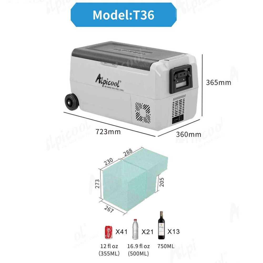 Компрессорный автохолодильник Alpicool T36 (LG). 34 литра. Двухкамерный. До -20℃. (12, 24, 220 вольт) Киев - изображение 14