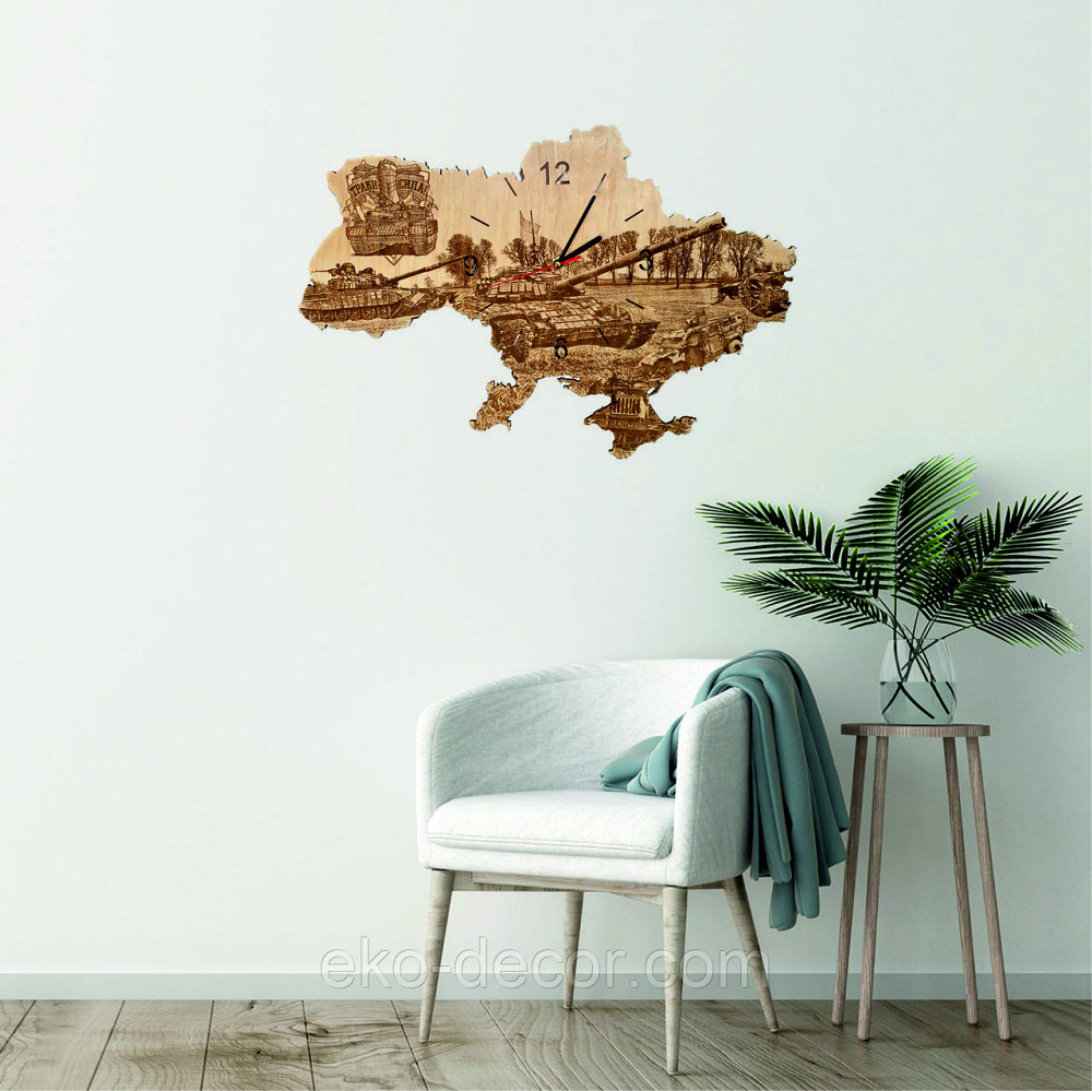 Дерев`янний настінний годинник з підсвіткою "Танкіст" Київ - фото 5