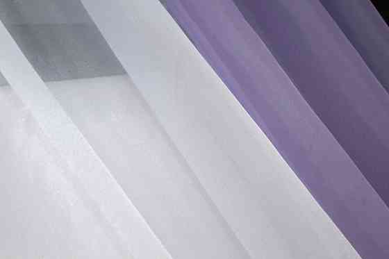 Кухонные шторы VR-Textil № 017к комбинированные с подвязками сиреневый с белым 265х170 см (50-017) Киев