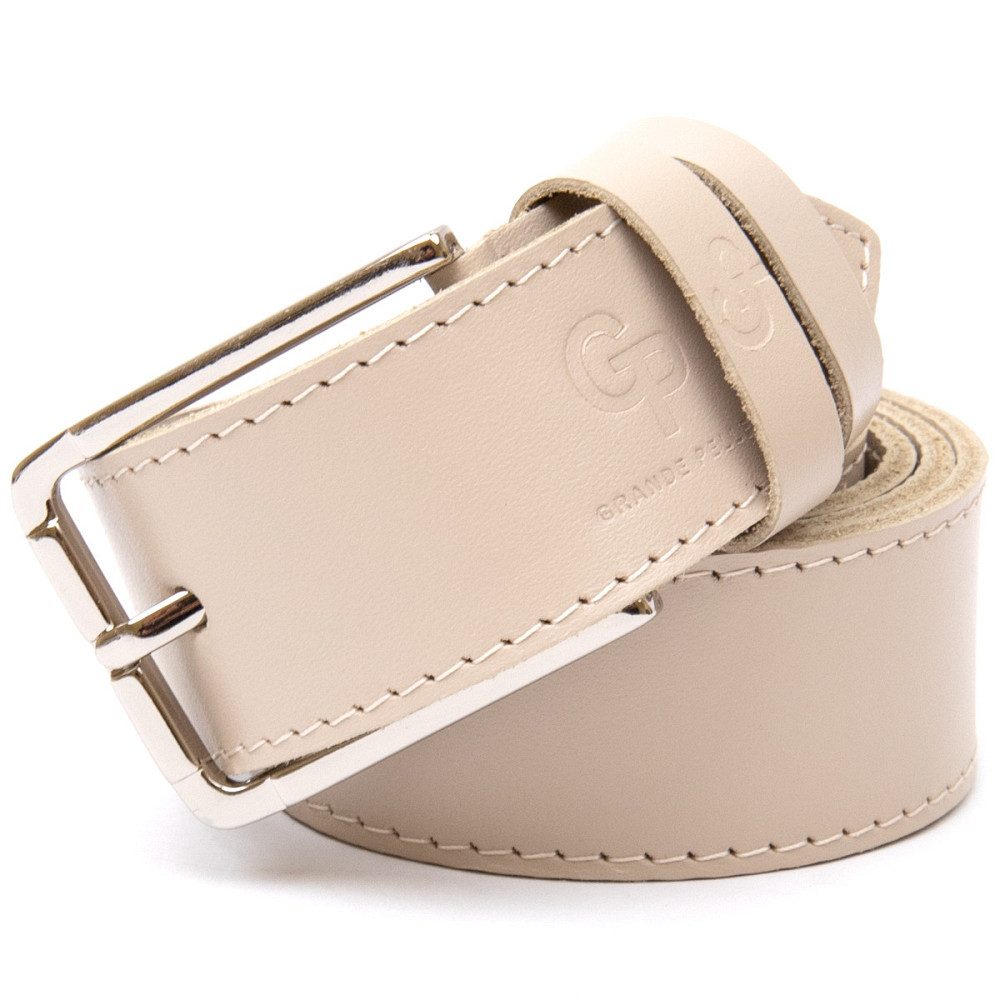 Кожаный ремень унисекс Бежевый (GRANDE PELLE) Киев - изображение 6