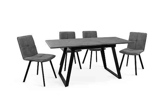 Стіл Хьюстон 130(+40)*77 чорний метал/мрамор темн Київ