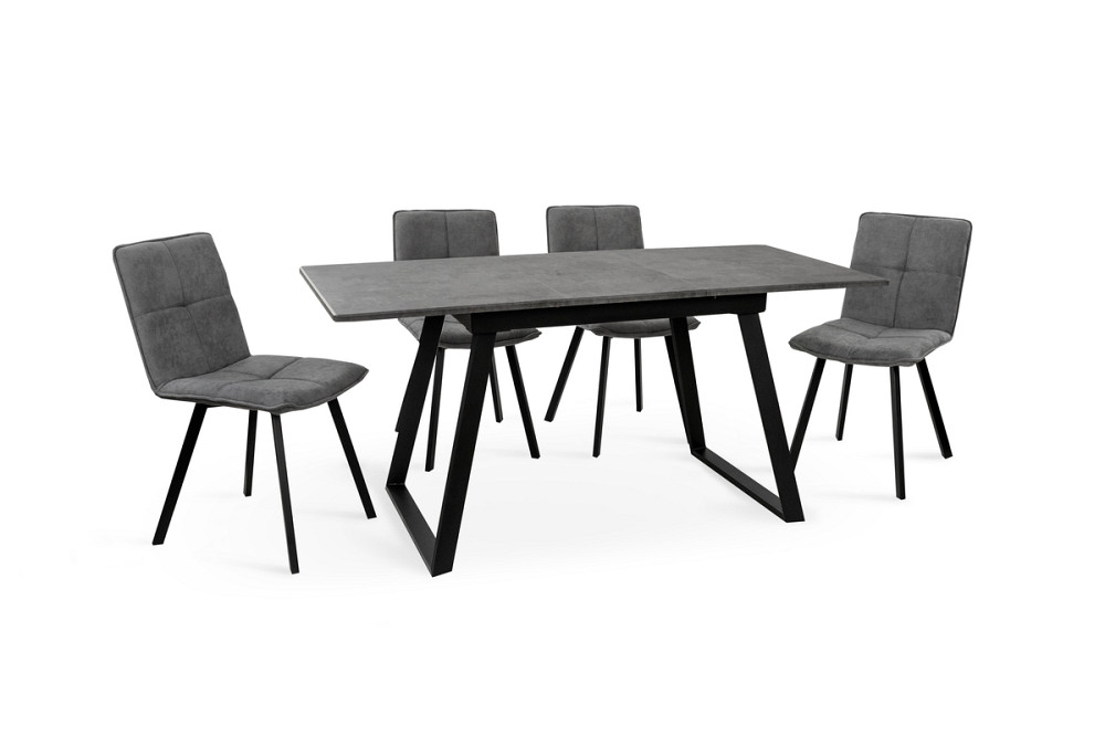 Стіл Хьюстон 130(+40)*77 чорний метал/мрамор темн Київ - фото 1