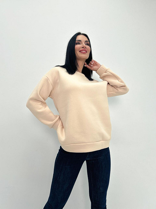 Жіночий теплий батник "Wear" Турція оптом | Норма і батал Бежевий, 46-48 Київ - фото 3