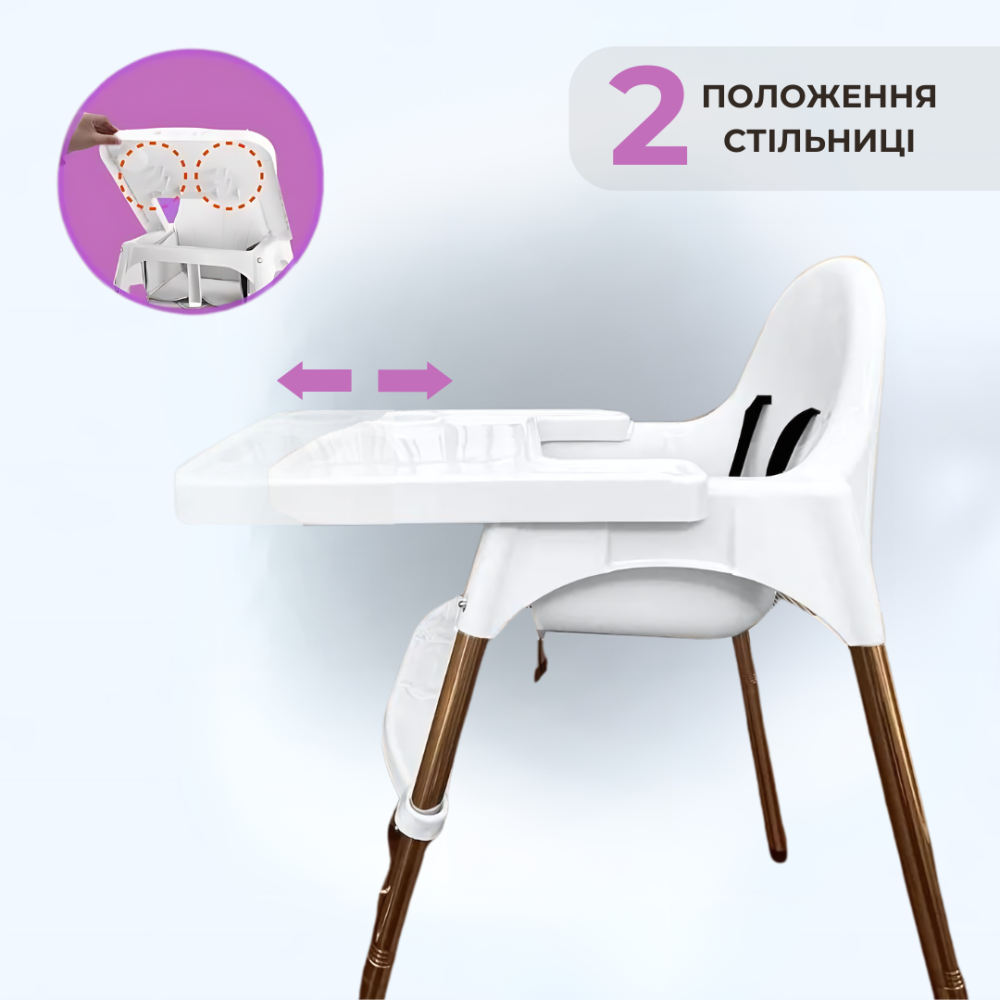 Дитячі стільчики для годування з пластиковим столом складаною конструкцією та підніжкою Київ - фото 5