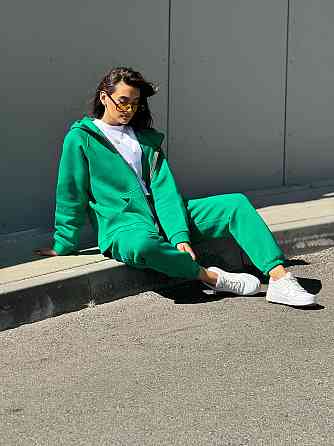 Теплый спортивный костюм женский на змейке Зелёный 50/52 Харьков