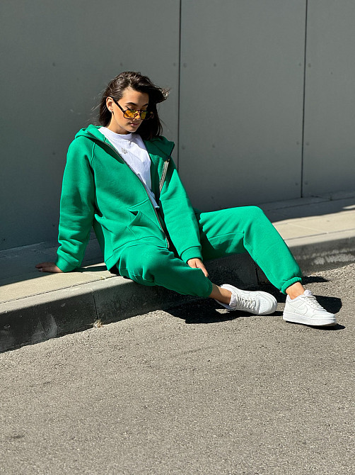 Теплый спортивный костюм женский на змейке Зелёный 50/52 Харьков - изображение 1