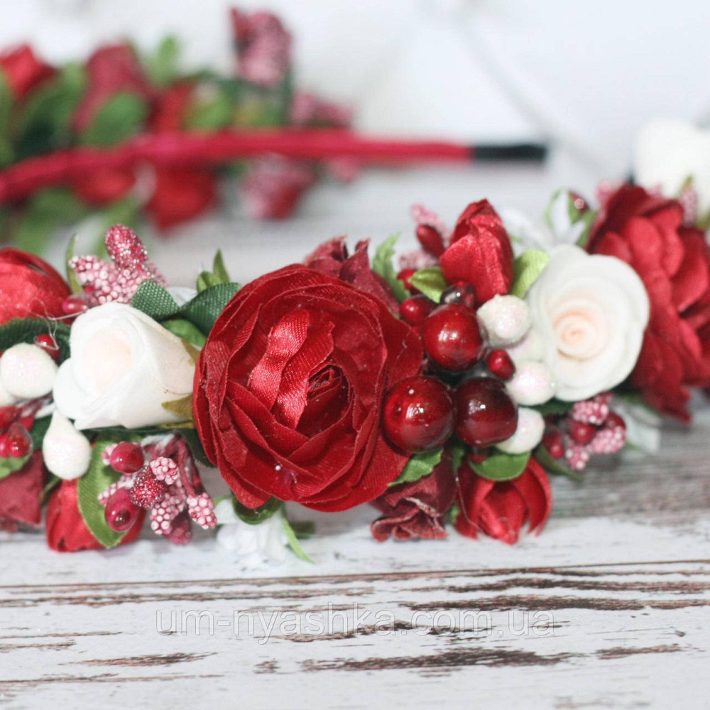Обідок обруч з трояндочками "Вишневий Пишний" Кривий Ріг - фото 3