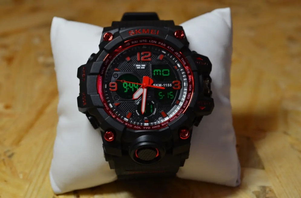 Мужские наручные часы Skmei Hamlet 1155 Черный с красным Киев - изображение 5