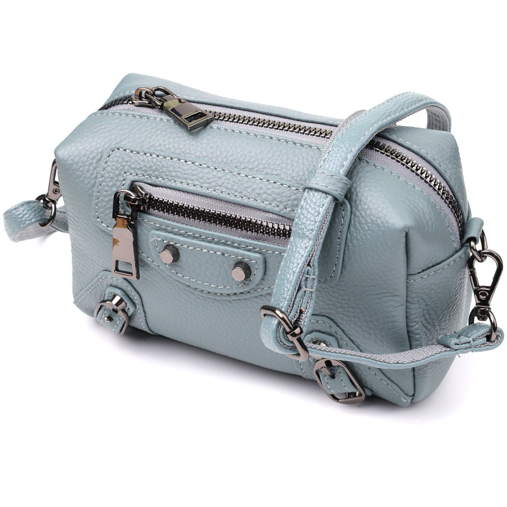 Женская сумка из натуральной кожи с современным декором Vintage 22925 Голубой Киев - изображение 1