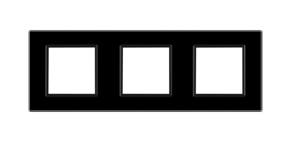 Рамка 3-постова LIVOLO, загартоване скло, чорна, 223×80 мм (VL-P7E/E/E-6B) Коломия - фото 4