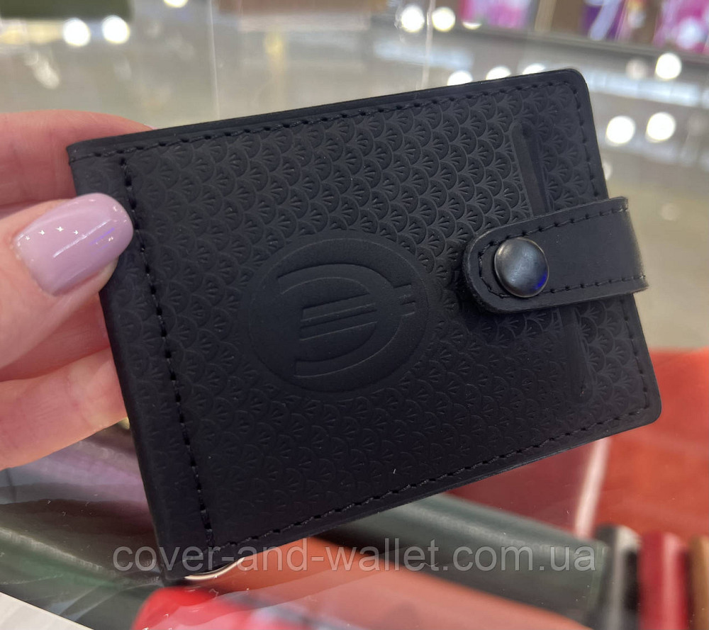 Затискач для грошей на кнопці із вінтажної шкіри чорного кольору Puos Київ - фото 13