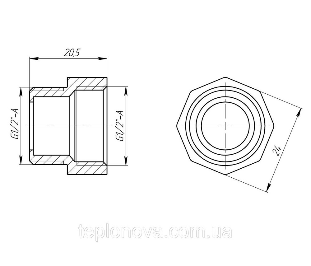 Перехідник 1/2" ВН латунний під прокладку LI333S OPTIMUM Чернівці - фото 3