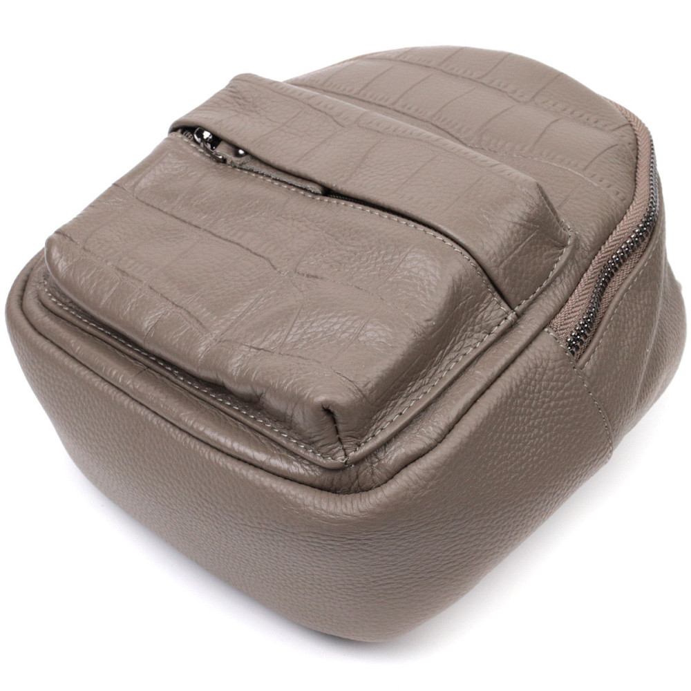 Жіночий компактний рюкзак з натуральної шкіри Vintage 22435 Сірий Київ - фото 5