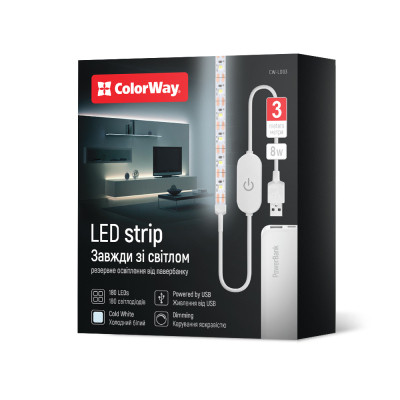 Світлодіодна стрічка ColorWay LED 3м з живленням від USB (CW-LD03) Вінниця - фото 1