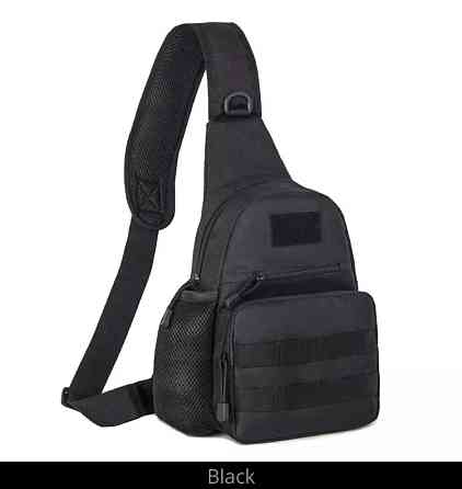 Мужская сумка тактическая через плечо черная - размер сумки 35*20*12см, 3 кармана спереди и 1 кармашек боковой Киев