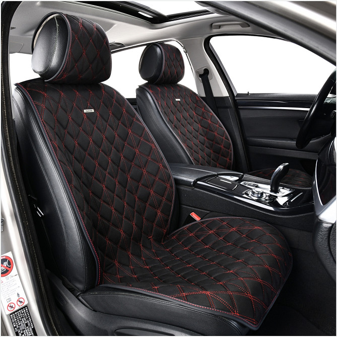 Преміум накидки для передніх сидінь CarLife Nitro, black-red 2шт Львів - фото 3