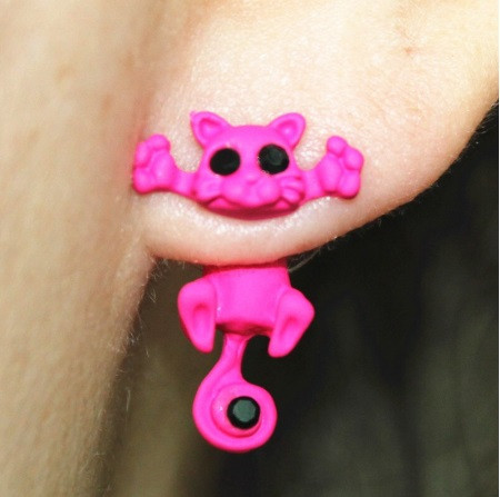 Сережки рожеві "Коти" (яскравіше ніж на фото) Київ - фото 1