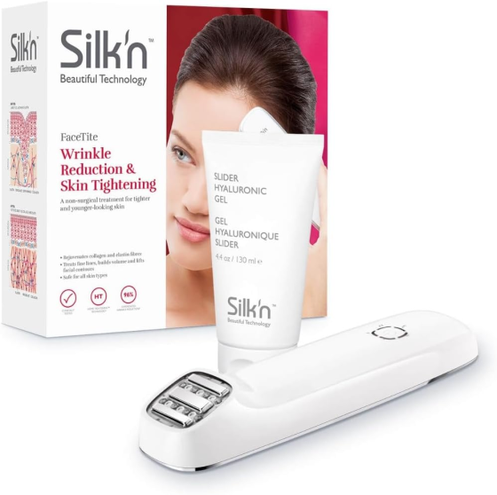 Апарат для RF-ліфтингу обличчя Silk'n FaceTite White, антивіковий догляд, LED, інфрачервоне тепло, гіалуроновий гель 130 мл Київ