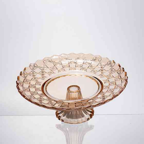 Стеклянная фруктовница на ножке, круглая, коричневая Киев