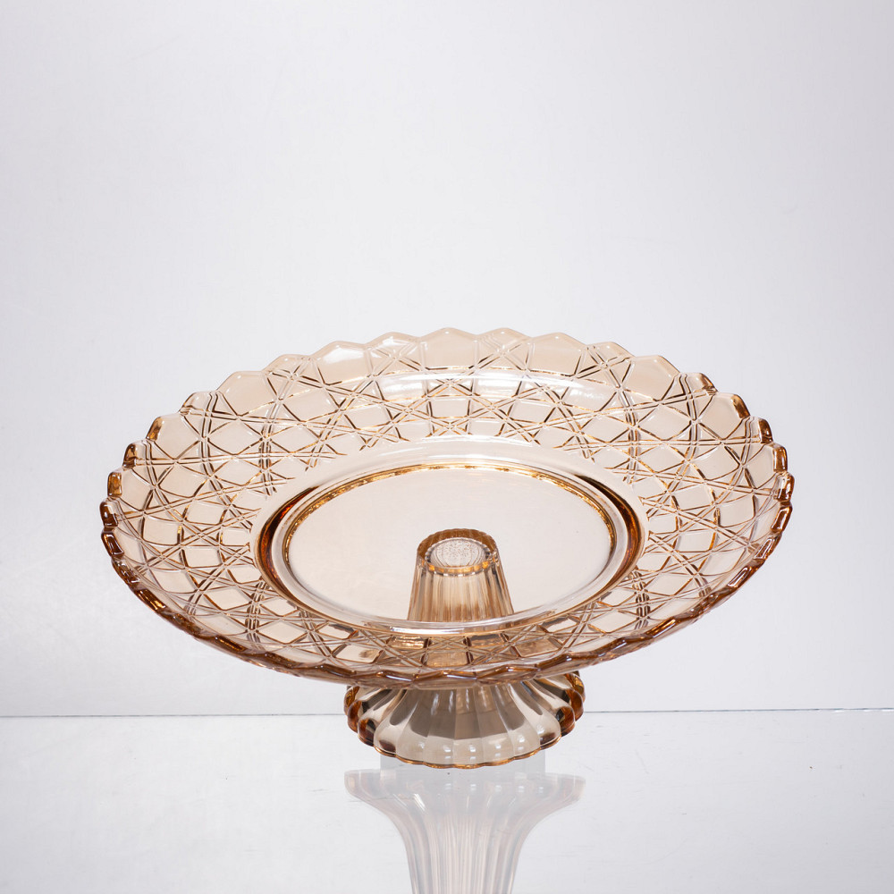 Стеклянная фруктовница на ножке, круглая, коричневая Киев - изображение 2