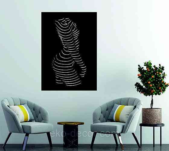 Декоративное настенное Панно «Силуэт женщины», Декор на стену 90*63 см, Черный Киев