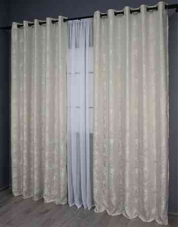 Комплект штор на люверсах VR-Textil Жаккард Sultan XO № 1281ш 150х250 см 2 шт Светло-бежевый (37-0034) Киев